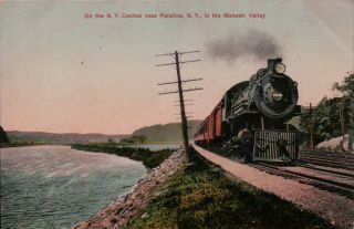 On The N.  Y.  Central Near Palatine Ny In The Mohawk Valley Vintage Train Postcard