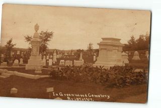 Bristol Vermont Vt Rppc Real Photo 1904 - 1918 Greenwood Cemetery