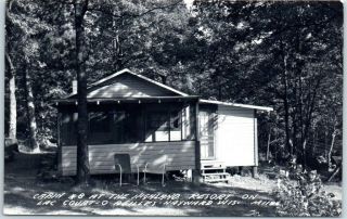 Hayward,  Wisconsin Rppc Real Photo Postcard " Cabin 8 At Highland Resort " 1952