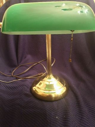 Vintage Underwriters Lab Bankers Desk Lamp Green Glass Shade