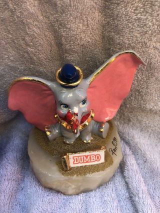 Ron Lee " Dumbo " Statue On Onyx 1991