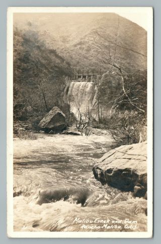 Malibu Creek & Dam Rppc Rancho Malibu—vintage Los Angeles Photo 1940s