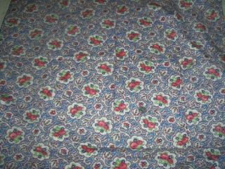 Full Vintage Feedsack: Red Flowers on Blue and White 3