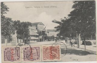 T) Postcard Greece Canea Candia Xania Crete Kriti Uncirc Italy Italian Barracks