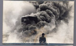 Findlay,  Ohio,  Postcard,  Rppc.  Fire At National Ref.  Feb.  12,  1911,  Man At Fire