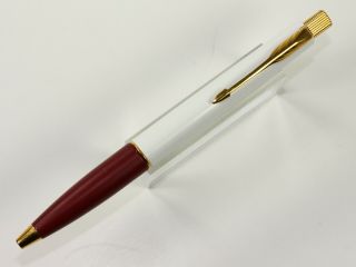 Parker Frontier Push Button Ballpoint Pen In White And Dark Red With Gold Trim