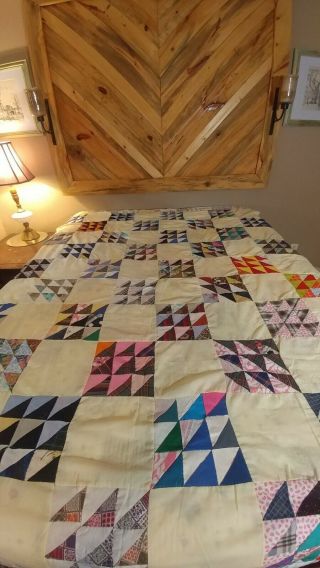 Vintage Hand Stitched Triangle Squares Quilt Top