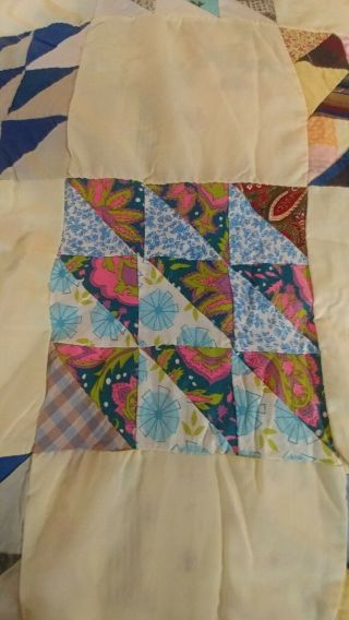 Vintage Hand Stitched Triangle Squares Quilt Top 4