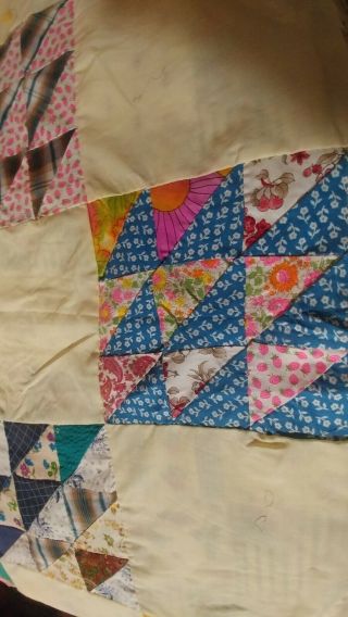 Vintage Hand Stitched Triangle Squares Quilt Top 5