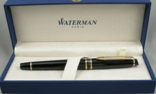 Waterman Expert Ii Black Gloss Lacquer & Gold Rollerball Pen