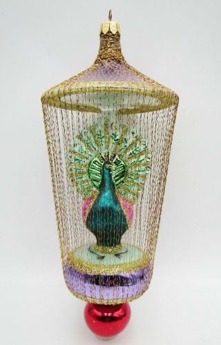 Christopher Radko 9 " Christmas Ornament Gilded Cage Peacock Purple & Gold