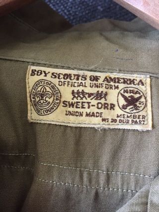 Vintage 1930s Union made BSA Boy Scouts uniform long sleeve shirt w scarf 2