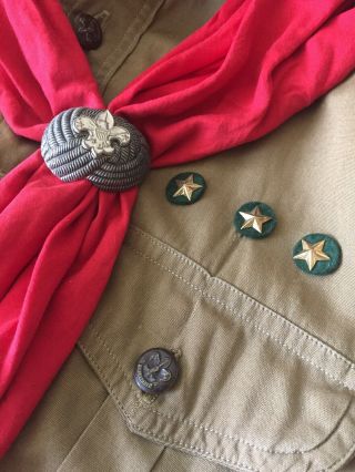 Vintage 1930s Union made BSA Boy Scouts uniform long sleeve shirt w scarf 3