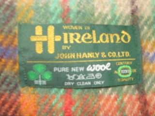 Woven In Ireland John Hanly & Co.  Pure Wool 57” X 36” Plaid Throw,  Fringe