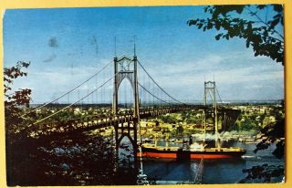 St.  Johns Bridge,  Willamette River,  Portland,  Oregon 1956 Unmarked Vintage E