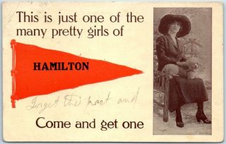 Hamilton,  Ohio Postcard " This Is Just One Of The Many Pretty Girls Of " 1916