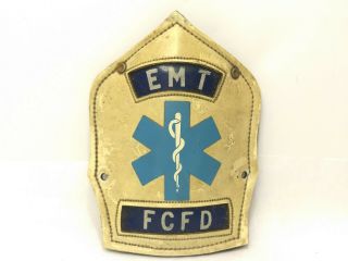 Vintage Cairns & Bro Firefighter Department Fire Medic Helmet Shield - Emt Fcfd