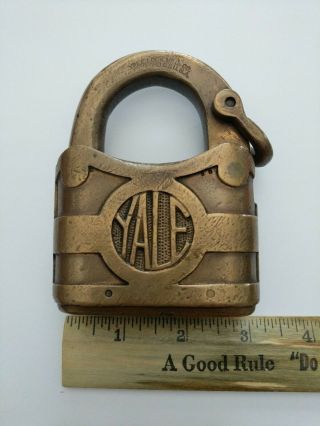 Antique Huge Yale & Towne Padlock Y&t Brass Lock Rare 3 Inch 1878 Patent Date