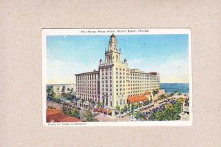 Vintage Postcard Roney Plaza Hotel Miami Beach Florida 1937