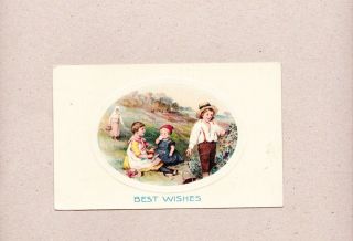 Vintage Postcard Countryside Scene Adorable Children On Picnic 1910