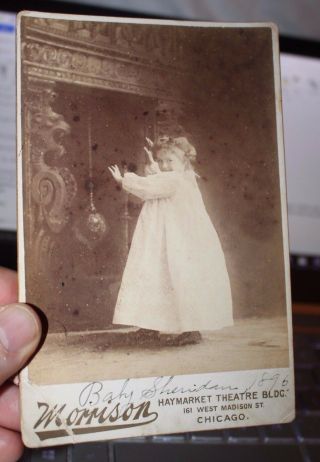 Cabinet Photo American Child Actor Baby Sheridan Haymarket Theatre Chicago 1896