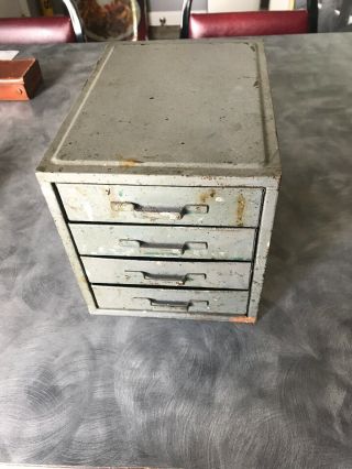 Vintage Metal Parts Cabinet 4 Drawer Small Tool Chest Organizer