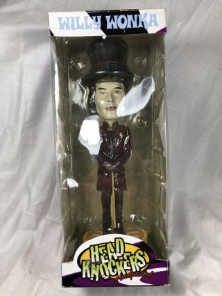 Neca Willy Wonka Hand Painted Head Knocker Bobblehead Johnny Depp With Cards