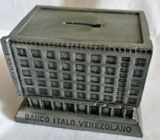 Banco Italo Venezolano Venezuela Coin Bank Metal Souvenir Building Monument