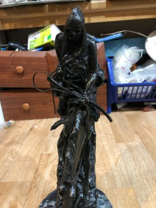 Mountain Man Frederic Remington Statue Bronze Black Finish on Marble 15” 3