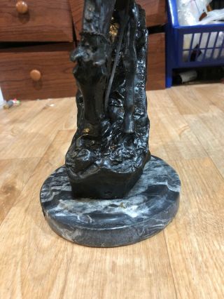 Mountain Man Frederic Remington Statue Bronze Black Finish on Marble 15” 4