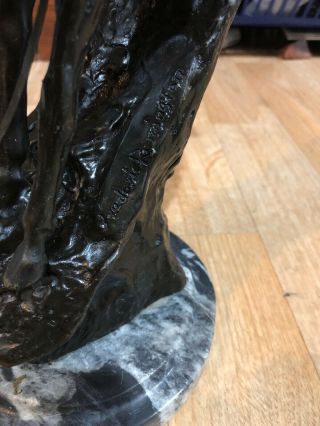 Mountain Man Frederic Remington Statue Bronze Black Finish on Marble 15” 5