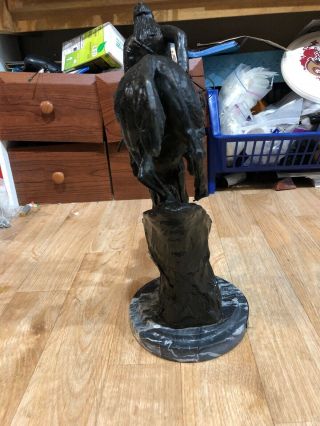 Mountain Man Frederic Remington Statue Bronze Black Finish on Marble 15” 8