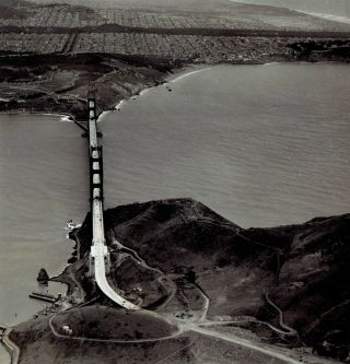 1937 Vintage Photo Aerial View Of Car Traffic Golden Gate Bridge San Francisco