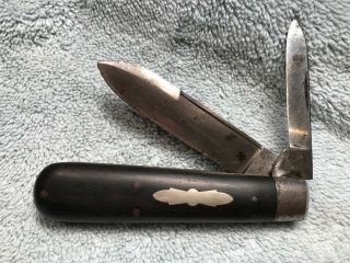 Vintage Rare Elliott W.  Langley Pocket Knife Old Wood Handles With Shield 1890 