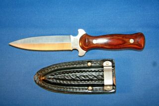 Vintage Western W77 Double - Edge Boot Knife Survival Dagger W/orig.  Sheath