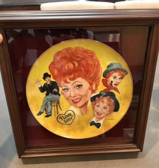 I Love Lucy LUCILLE BALL 1982 Royal Manor Plate by Mike Hagel - RARE - Framed 3