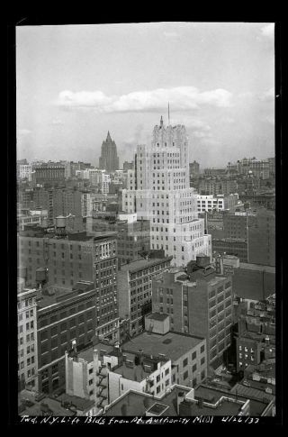 1933 Manhattan Skyline Ny Life Bldg Nyc York City Old Photo Negative 104p