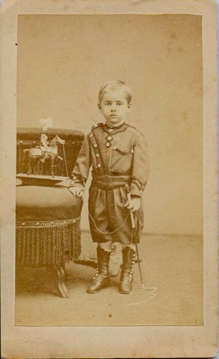 Listing Albumen Photo Cdv Of Boy With A Toy Horse,  Montgomery,  Alabama