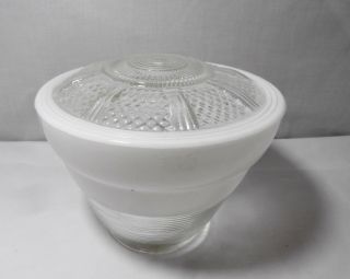 Vintage Art Deco Drum White /clear Glass Ceiling Light Globe Shade Fixture