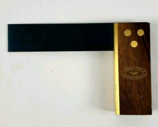 Crown Tools Try Square Rosewood Brass Blued Steel Tempered Blade 5 "