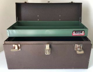 Vintage Kennedy Brown Metal Cs - 16 Cantilever Tray & Latch Tool Box