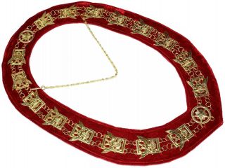 32nd Degree Wings Up Chain Collar Scottish Rite Regalia Red Backing Dmr - 700gr