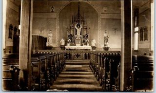1910s Iowa Rppc Real Photo Postcard Church Interior View Marked " Calmar "