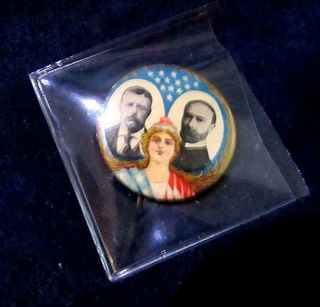 Teddy Roosevelt & Fairbanks Jugate Political Cellulose Campaign Button 1904