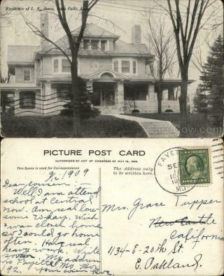 1909 Iowa Falls,  Ia Residence Of L.  E.  Jones Hardin County Antique Postcard