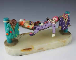 Signed Ron Lee Circus Clowns On Hammock Limited Edition 396/750 Le Sculpture Rlw