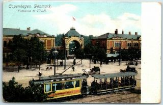 Vintage Copenhagen Denmark Postcard " Entrance To Tivoli " Amusement Park C1900s