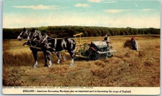 International Harvester Advertising Farming Postcard England Horse Drawn C1910s