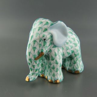 Herend Green Fishnet Figurine Of An Elephant