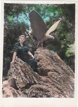 1955 Pretty Young Woman With Eagle Monument In Kislovodsk Soviet Russian Photo